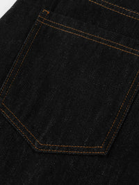 Men's Wide Leg Denim Shorts with Embroidered Pocket Detail
