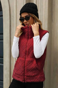 Fuzzy Plaid Texture Zip Up Vest Coat 100100915540550 35 Affordable Fashion Under $100 Jerry's Apparel 
