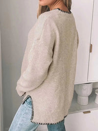 Perfee Round Neck Long Sleeve Sweater 100100049404525 45 Affordable Fashion Under $100 Jerry's Apparel 