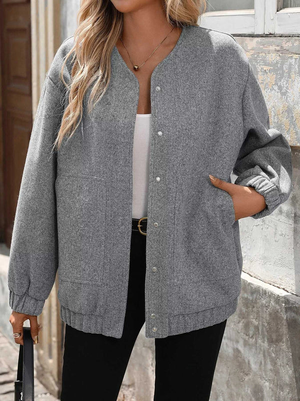Snap Down Dropped Shoulder Jacket 100100422210368 70 Affordable Fashion Under $100 Jerry's Apparel 