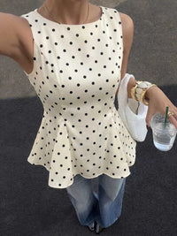 Polka Dot Sleeveless Peplum Blouse 100100915995653 30 Affordable Fashion Under $100 Jerry's Apparel 