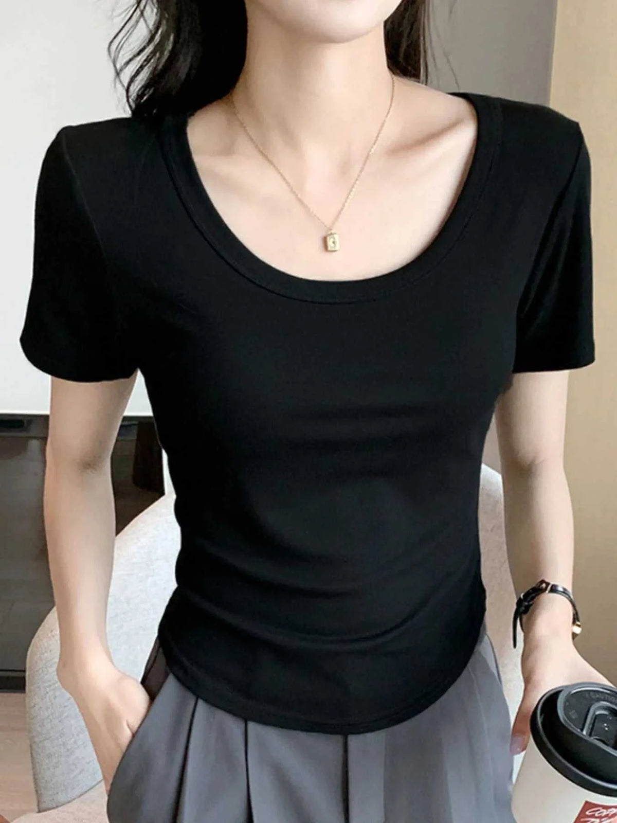 Plus Size Round Neck Short Sleeve T-Shirt 100100816232037 16 Affordable Fashion Under $100 Jerry's Apparel 