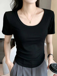 Plus Size Round Neck Short Sleeve T-Shirt 100100816232037 16 Affordable Fashion Under $100 Jerry's Apparel 