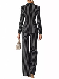 Double-Breasted Pinstripe Blazer and Wide-Leg Pants Set 101001905010997 103 Gifts for Her Jerry's Apparel 