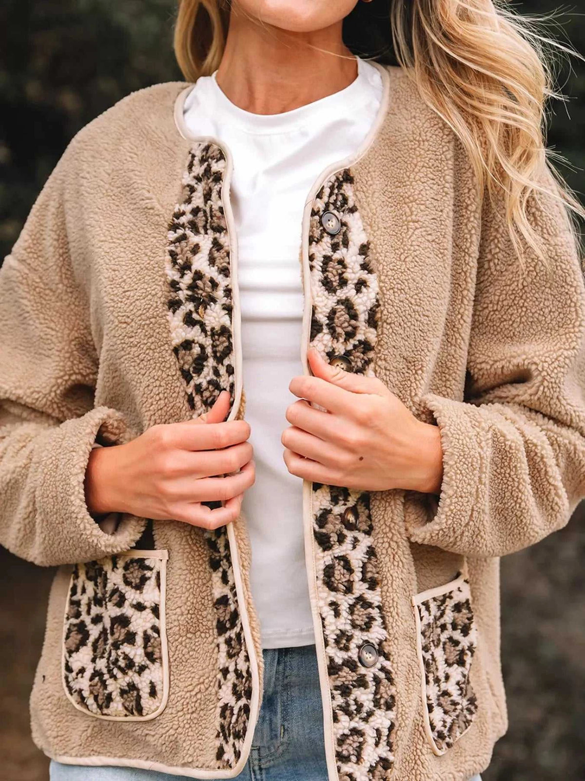 Casual Leopard Print Accent Plush Jacket with Pockets 100100351543106 61 Affordable Fashion Under $100 Jerry's Apparel 