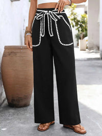 Crochet Trim Tie Waist Wide Leg Pants 100100132087397 35 Affordable Fashion Under $100 Jerry's Apparel 