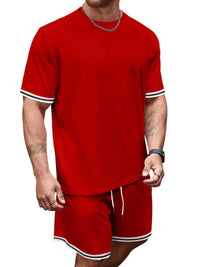 Men's Full Size Striped Short Sleeve Tee and Shorts Set Plus Size 100400468478831 33 Affordable Fashion Under $100 Jerry's Apparel 