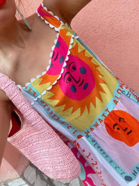 Sun Print Square Neck Maxi Dress