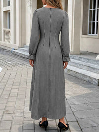 Gingham Lace-Trim V-Neck Long Sleeve A-Line Maxi Dress 101001996406806 52 Affordable Fashion Under $100 Jerry's Apparel 