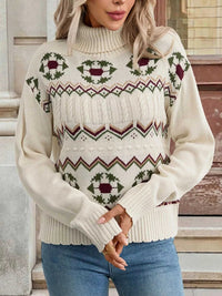 Geometric Turtleneck Long Sleeve Sweater 100100056621084 45 Affordable Fashion Under $100 Jerry's Apparel 