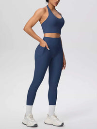 Halter Neck Crop Top and High-Waisted Leggings Active Set 101006684139191 85 Affordable Fashion Under $100 Jerry's Apparel 