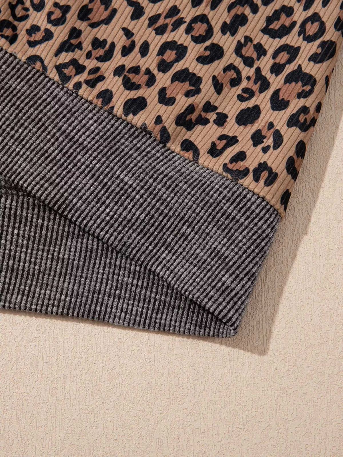 Ribbed Leopard Print Contrast Collar Zip Hoodie 100100044377034 47 Affordable Fashion Under $100 Jerry's Apparel 