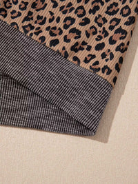 Ribbed Leopard Print Contrast Collar Zip Hoodie 100100044377034 47 Affordable Fashion Under $100 Jerry's Apparel 