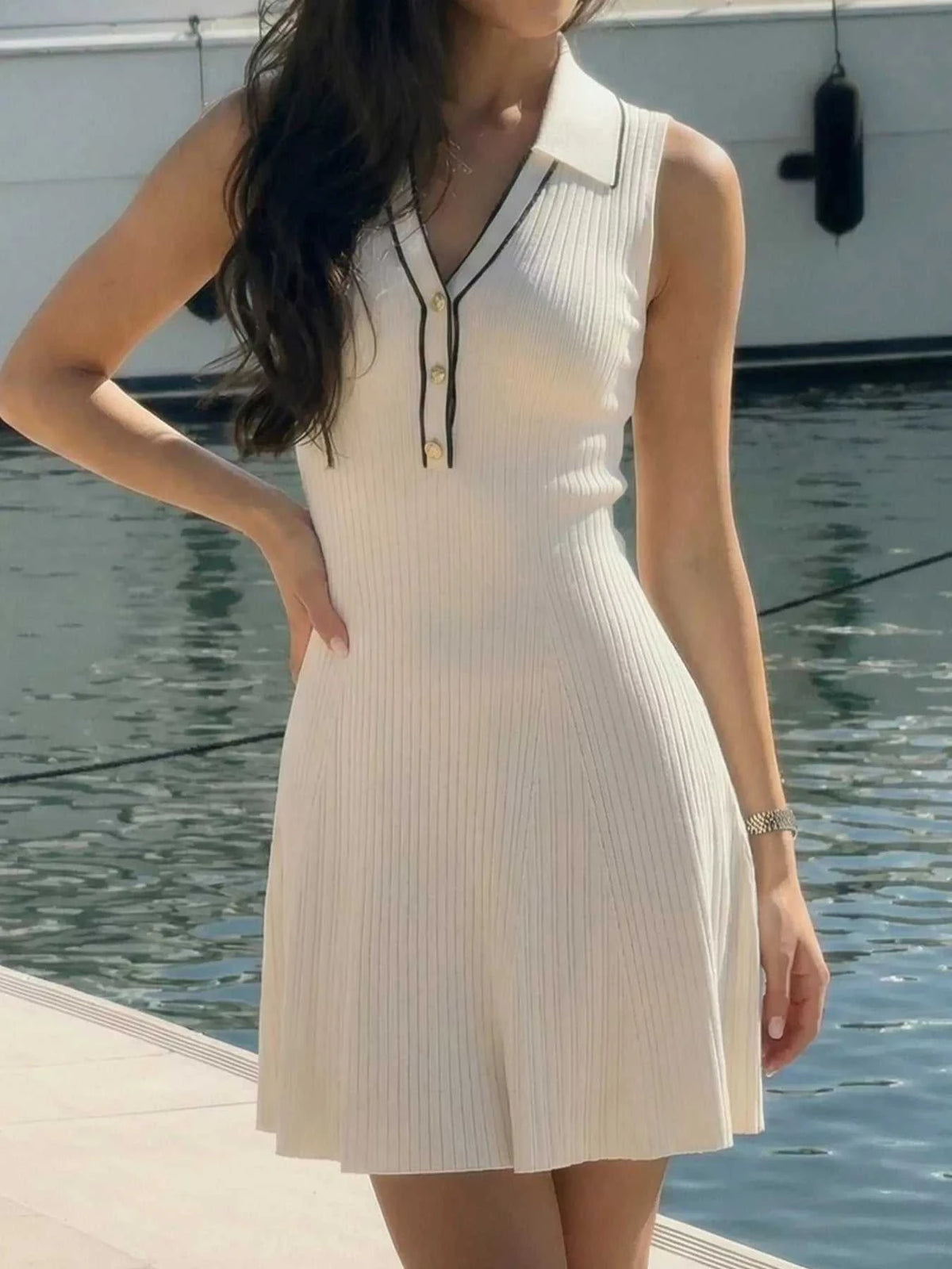 Sleeveless Ribbed Knit Polo Sweater Dress 100100894995202 50 Affordable Fashion Under $100 Jerry's Apparel 