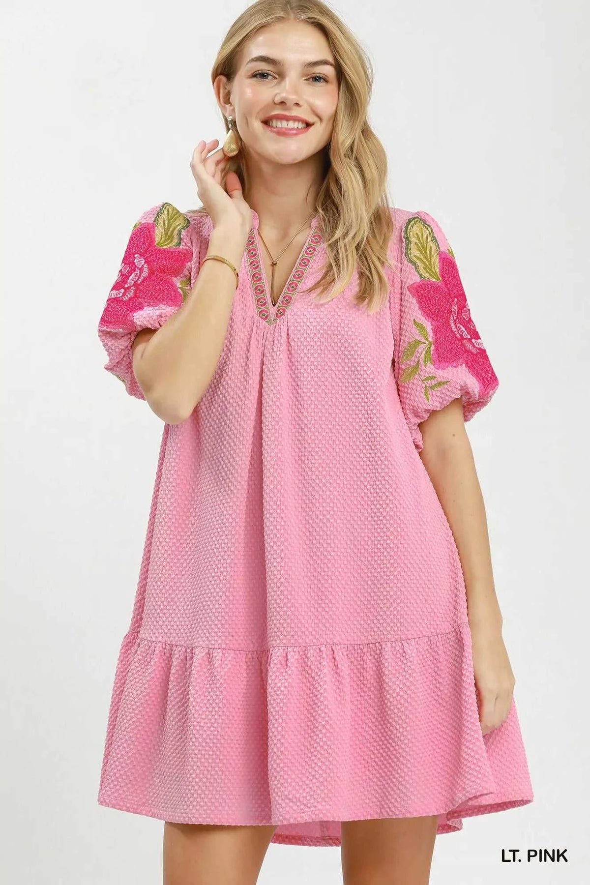 Umgee Floral Embroidered Textured Jacquard Dress 100100741271270 64 Affordable Fashion Under $100 Jerry's Apparel 