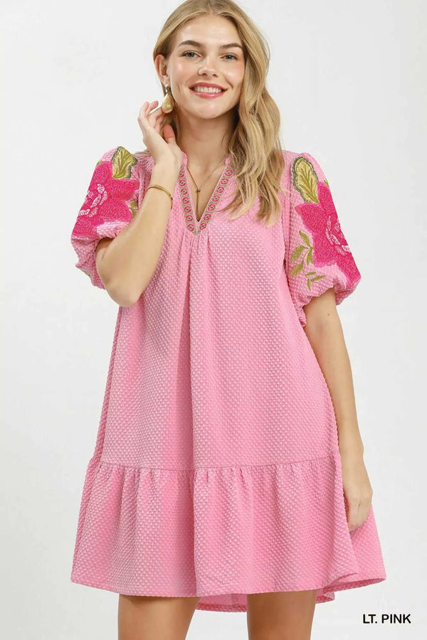 Umgee Floral Embroidered Textured Jacquard Dress 100100741271270 64 Affordable Fashion Under $100 Jerry's Apparel 