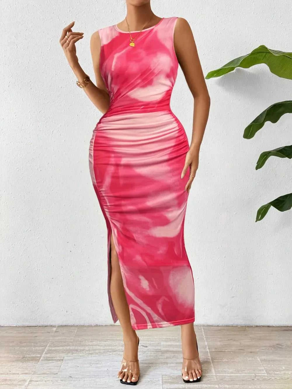 Honey Slit Round Neck Midi Tank Dress 100100998771132 32 Affordable Fashion Under $100 Jerry's Apparel 