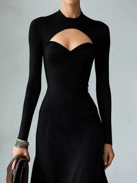 Full Size Mock Neck Cut-Out Long Sleeve Midi Dress Plus Size 101001217973891 41 Affordable Fashion Under $100 Jerry's Apparel 