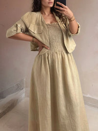 Full Size Smocked Cami Dress and Jacket Set Plus Size