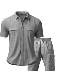 Men's Full Size Button Up Shirt and Shorts Set Plus Size 100400974487606 48 Affordable Fashion Under $100 Jerry's Apparel 