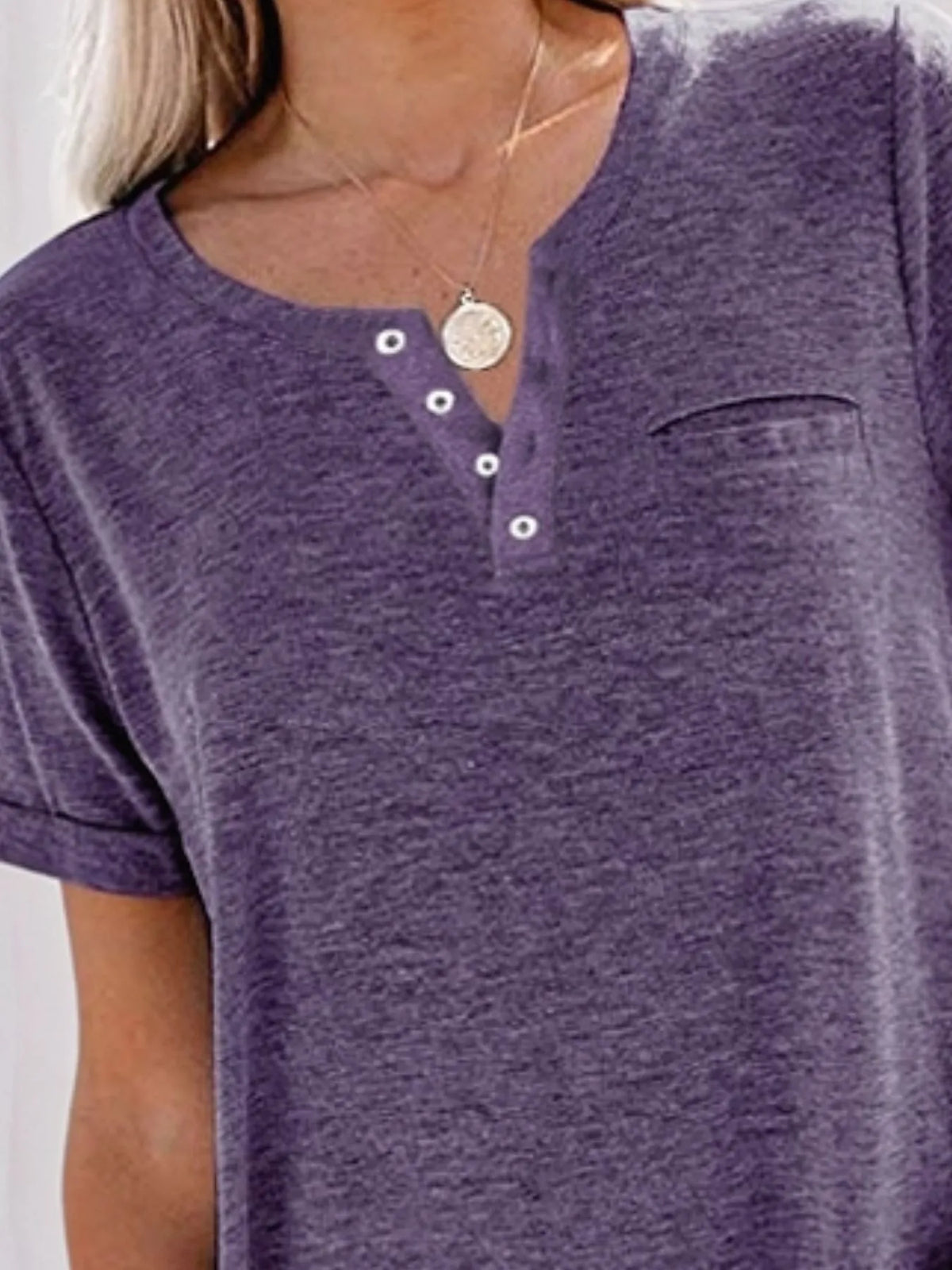 Full Size Notched Short Sleeve T-Shirt Plus Size