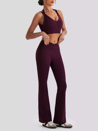 Seamless Criss-Cross V-Neck Tank and Leggings Active Set 101006885753799 113 Comfortable Weekend Sets Jerry's Apparel 