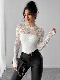 Zip Back Long Sleeve Lace Top 100100284576767 33 Affordable Fashion Under $100 Jerry's Apparel 