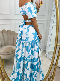 Full Size Cutout Off-Shoulder Printed Maxi Dress Plus Size