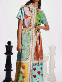 Printed Tie Waist Maxi Dress