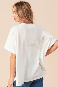 Bow Patch Sequin Short Sleeve T-Shirt