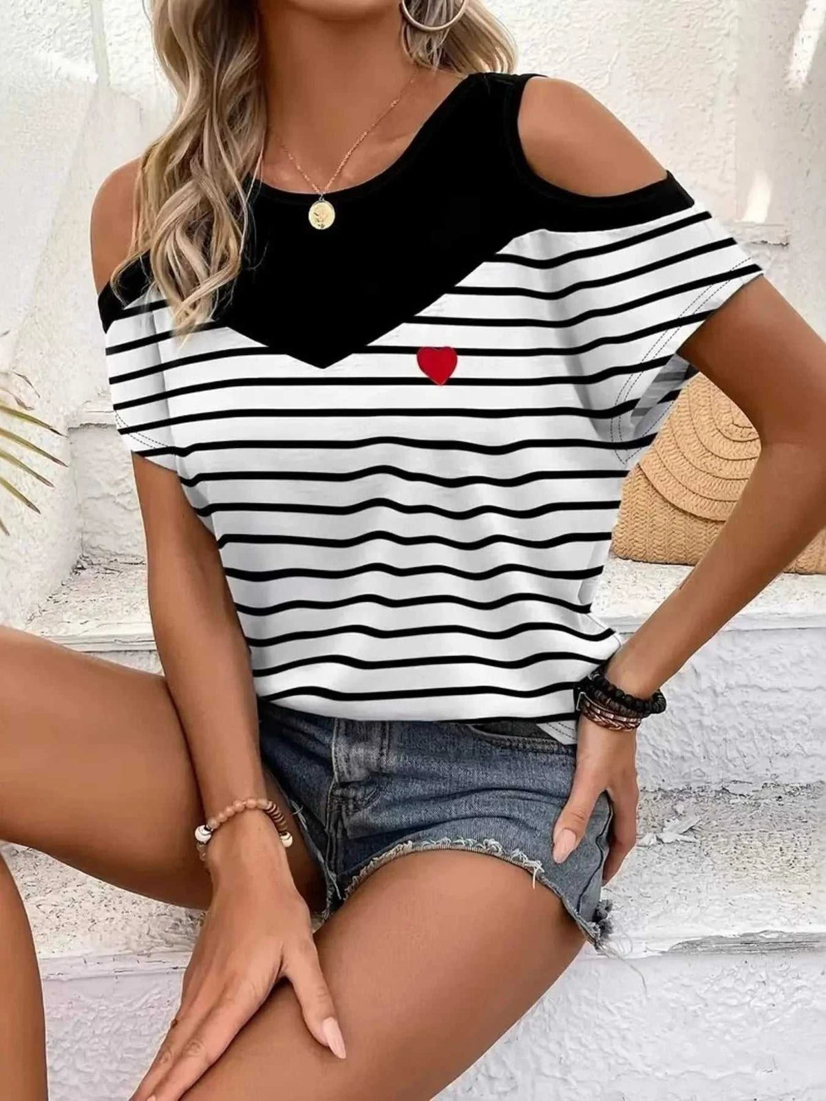 Cold Shoulder Color Block T-Shirt 100100435796025 27 Affordable Fashion Under $100 Jerry's Apparel 