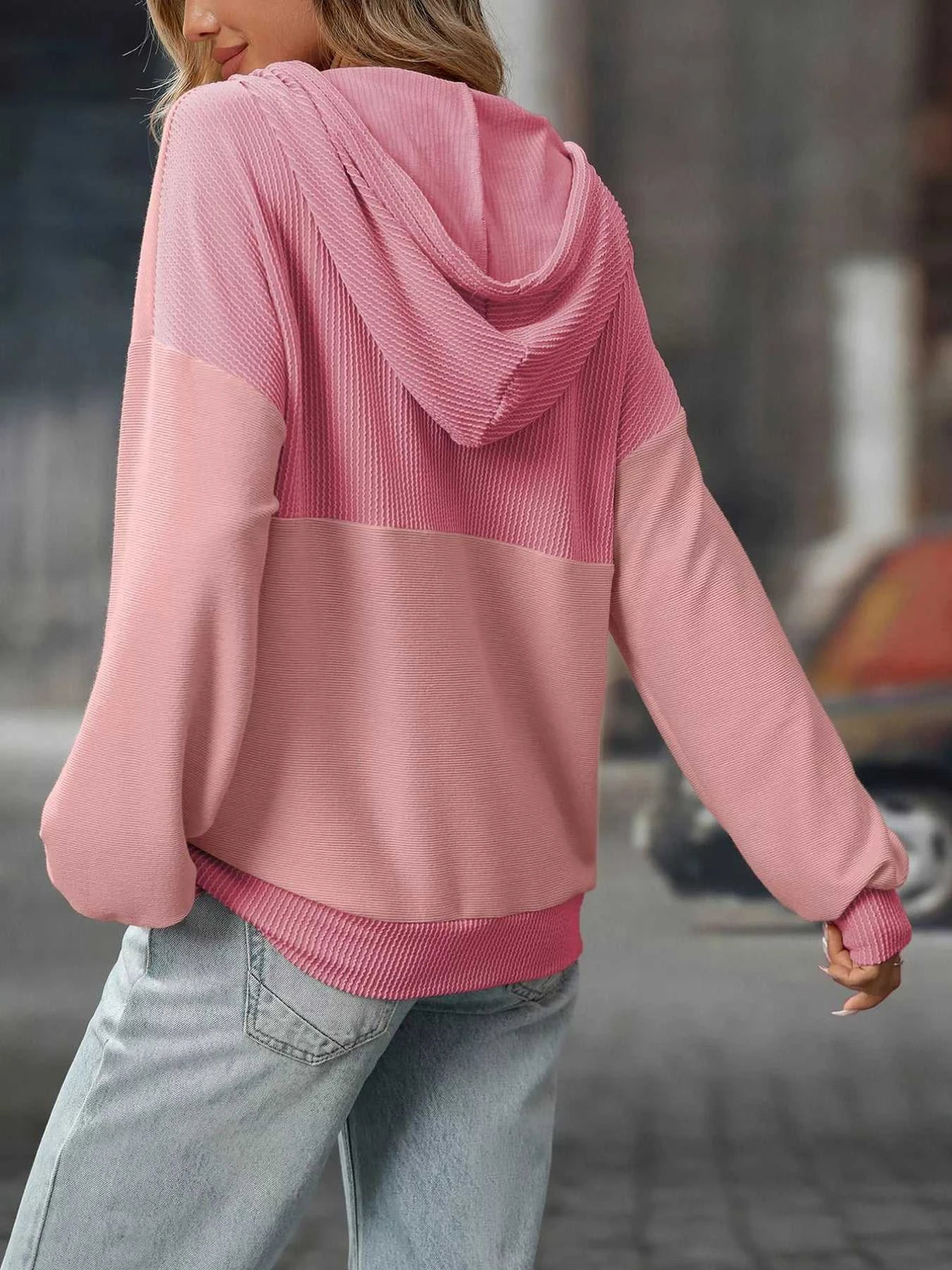 Casual Color Block Button Detail Hoodie 100100649841441 43 Affordable Fashion Under $100 Jerry's Apparel 
