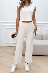 Devine Ribbed Round Neck Top and Pants Set 100100643541406 76 Affordable Fashion Under $100 Jerry's Apparel 