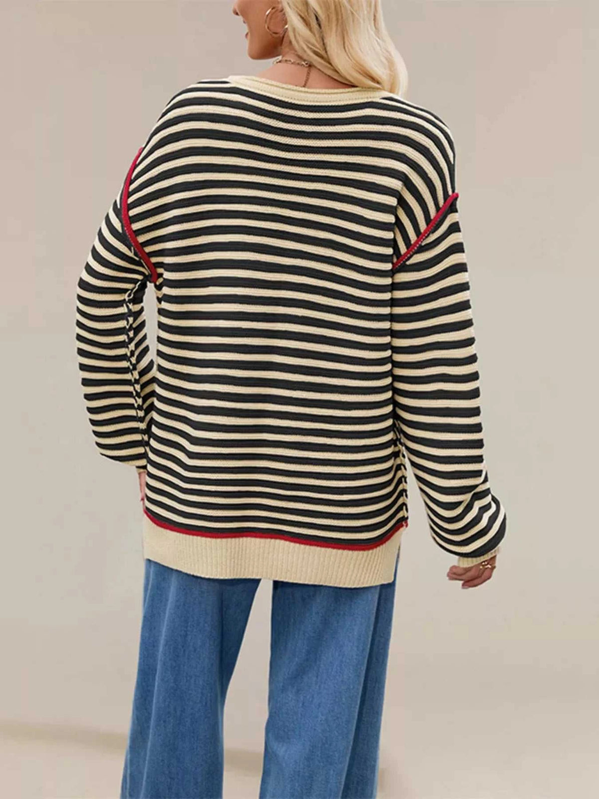 Oversized Striped Dropped Shoulder Sweater 100100026843595 45 Affordable Fashion Under $100 Jerry's Apparel 