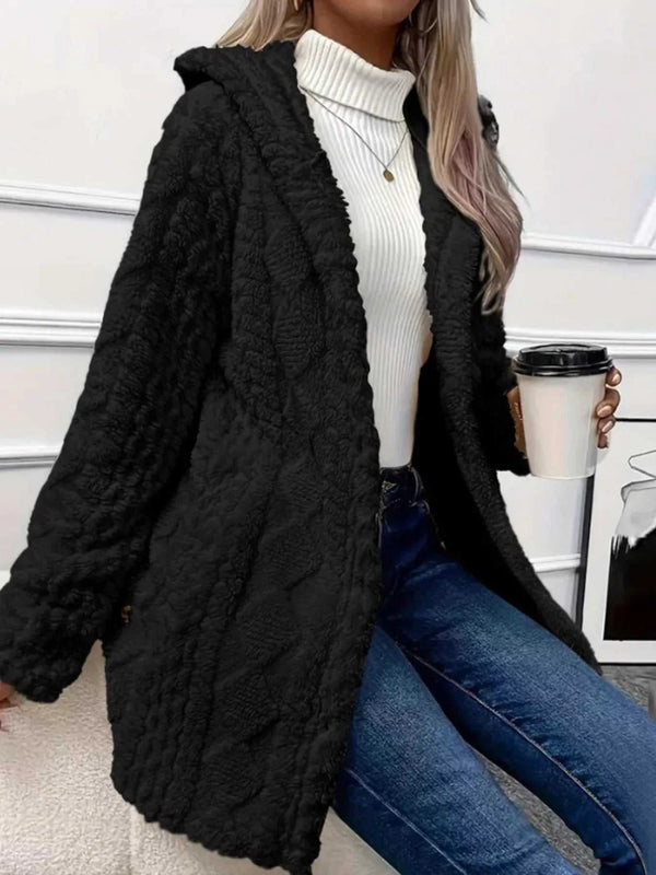 Full Size Button-Down Hooded Outerwear Plus Size