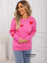 Valentine's Day Heart Print Round Neck Sweater 100100226503110 49 Affordable Fashion Under $100 Jerry's Apparel 