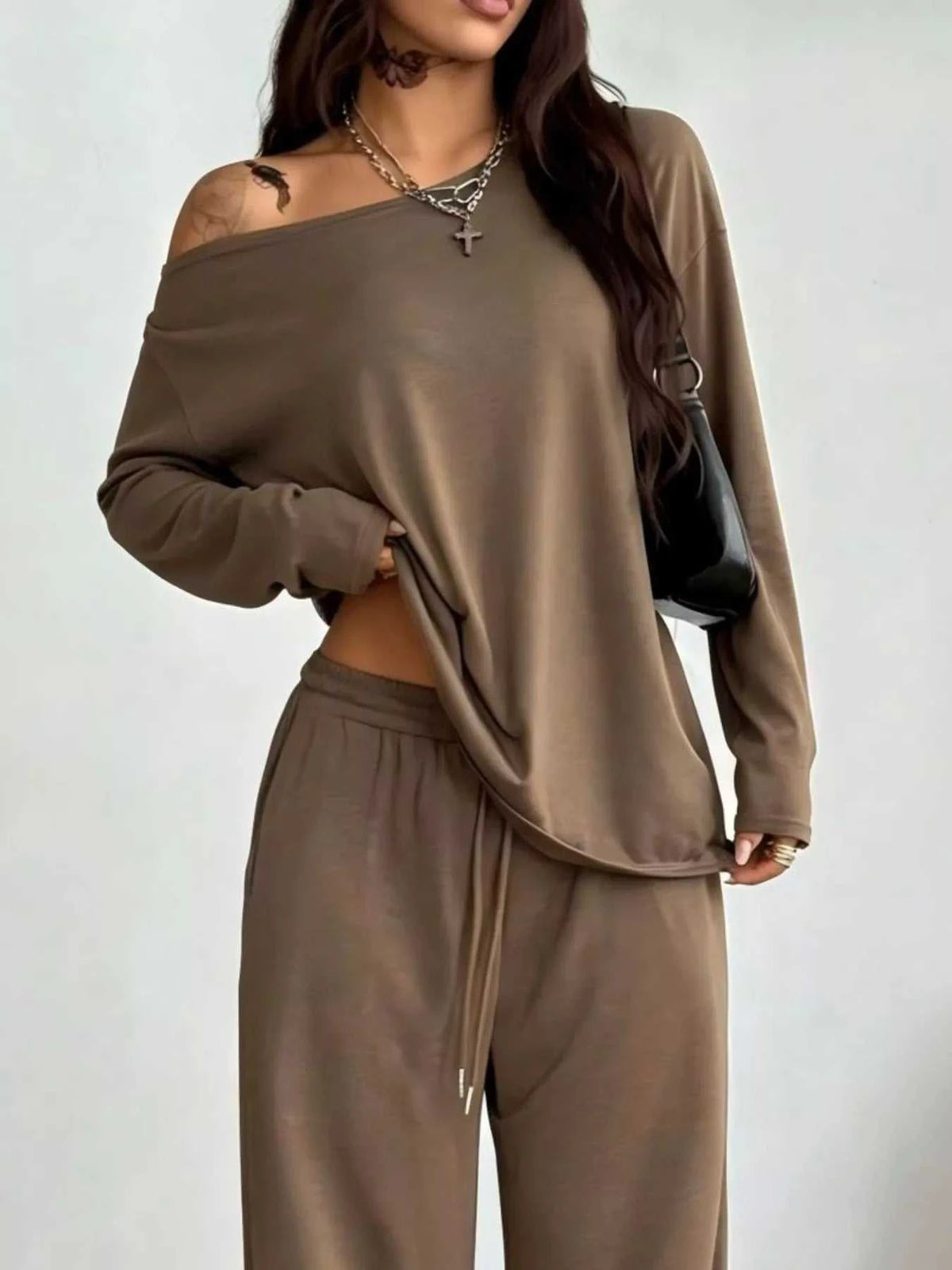 Full Size One-Shoulder Top and Drawstring Pants Set Plus Size 100100885816388 29 Affordable Fashion Under $100 Jerry's Apparel 