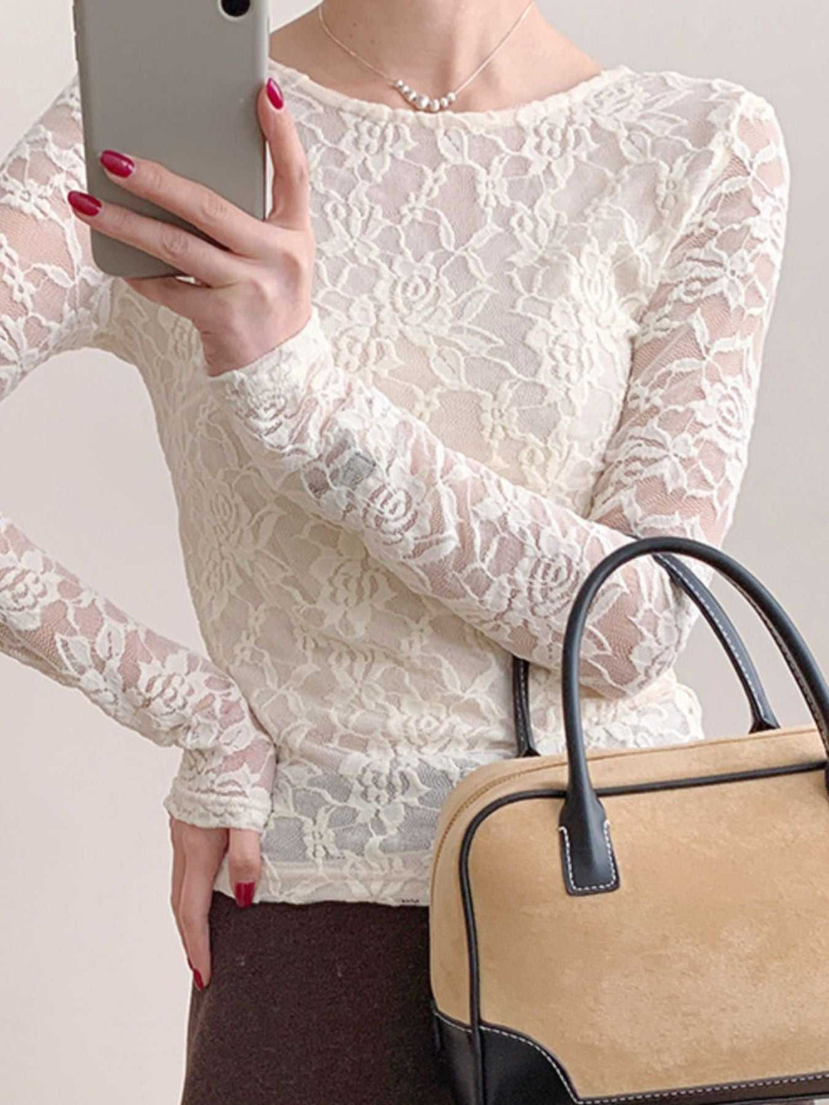 Lace Round Neck Long Sleeve Top 100100846416323 30 Affordable Fashion Under $100 Jerry's Apparel 