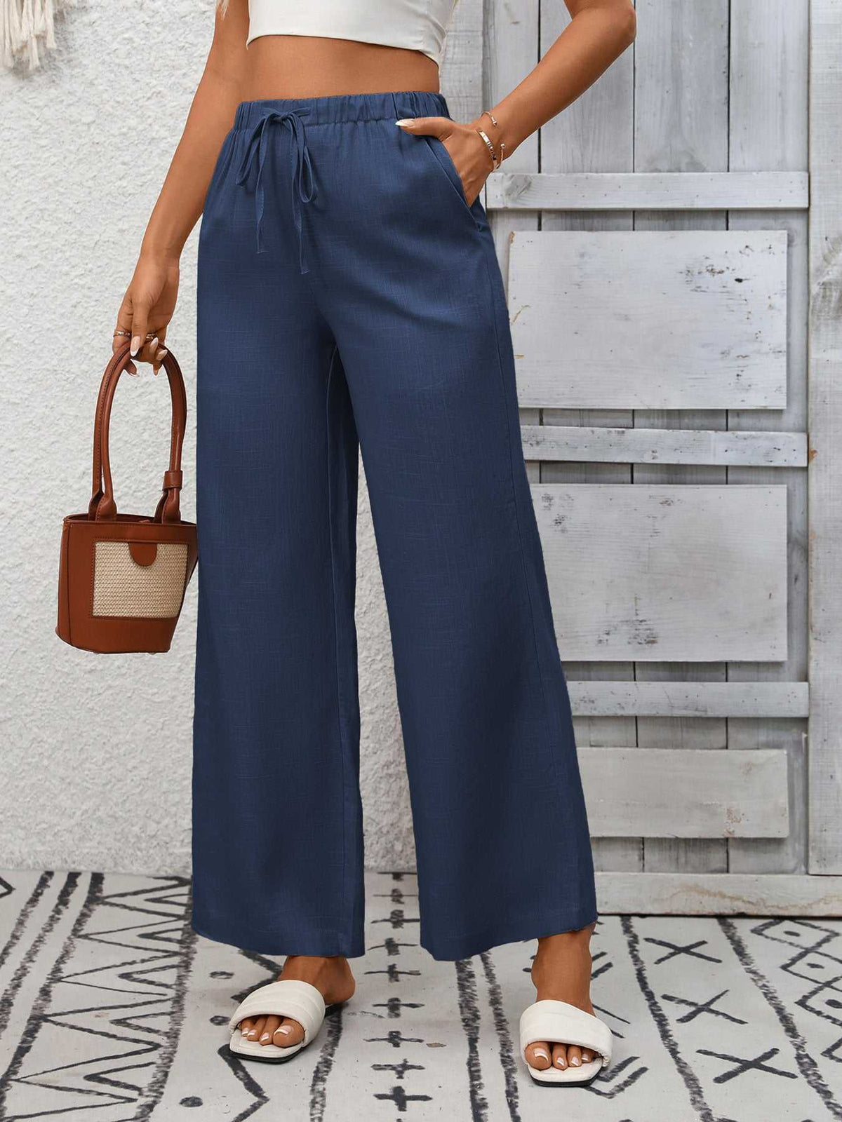Drawstring High Waist Wide Leg Pants 100100990618349 39 Affordable Fashion Under $100 Jerry's Apparel 