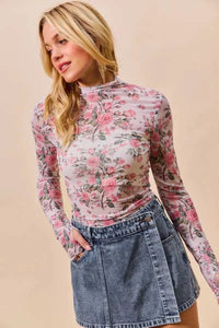 SO ME Floral Rose Print Mesh Sheer Layering Top 100100452041701 34 Affordable Fashion Under $100 Jerry's Apparel 