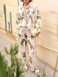 Printed Long Sleeve Shirt and Pants Set