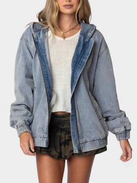 Hooded Oversized Zip Up Denim Jacket 100100161894266 77 Affordable Fashion Under $100 Jerry's Apparel 