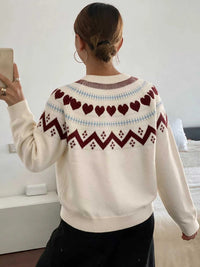 Heart-Patterned Crew Neck Sweater 101002546333255 55 Affordable Fashion Under $100 Jerry's Apparel 