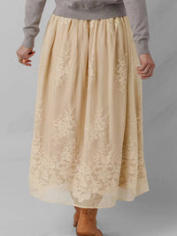 Embroidered Mesh Overlay Flowy Midi Skirt 100100602530081 64 Affordable Fashion Under $100 Jerry's Apparel 
