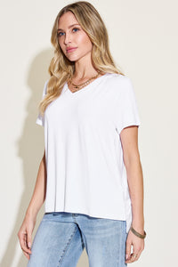 Full Size V-Neck High-Low T-Shirt