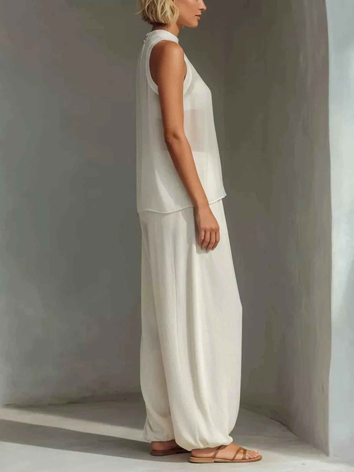 Full Size Sheer Sleeveless Top and Wide-Leg Pants Set Plus Size 101001098258416 52 Affordable Fashion Under $100 Jerry's Apparel 