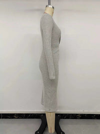 Ribbed Knit Twist Front Long Sleeve Midi Dress with Slit 100100143794005 32 Affordable Fashion Under $100 Jerry's Apparel 