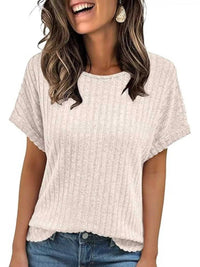 Casual Ribbed Knit Short Sleeve T-Shirt 100100691365915 25 Affordable Fashion Under $100 Jerry's Apparel 