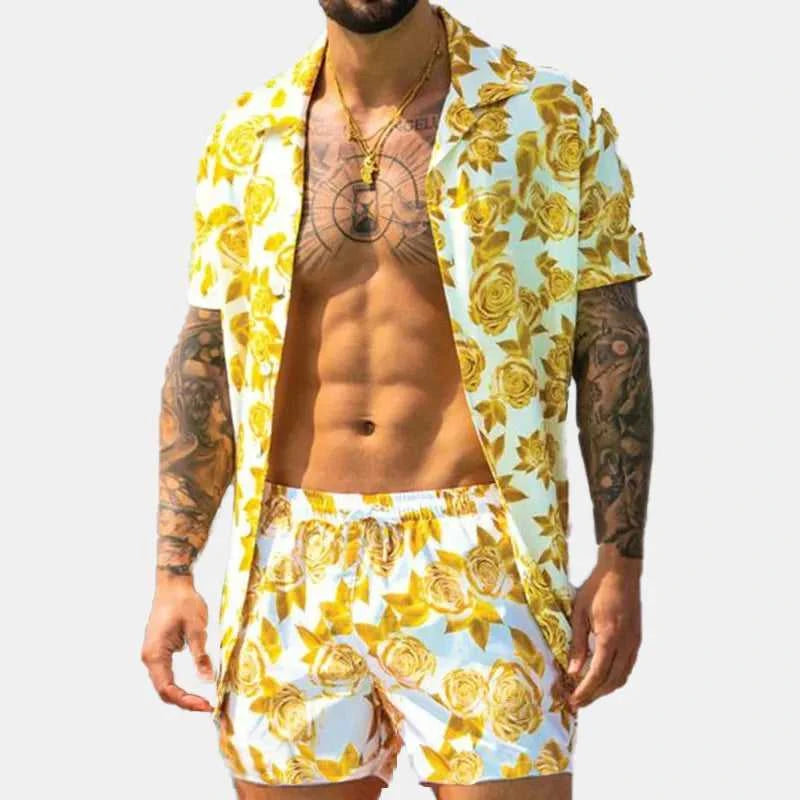 Men's Full Size Button Up Shirt and Shorts Set Plus Size 100400227063275 32 Affordable Fashion Under $100 Jerry's Apparel 