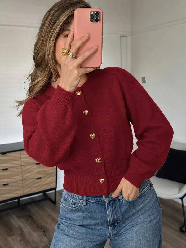 Heart-Button Knit Cardigan 101002876583584 53 Gifts for Her Jerry's Apparel 